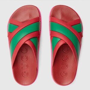 Gucci Rubber Womens Criss Cross Slide Sandals